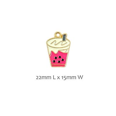 Wrapables Boba Milk Tea Jewelry Making Pendant Charms (Set of 10), Pink Boba Image 2