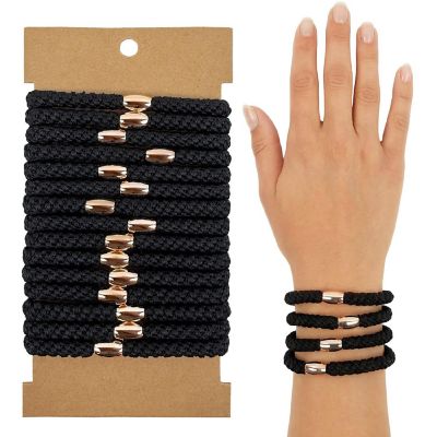 Wrapables Boho Hair Ties 15pcs, Black Image 1