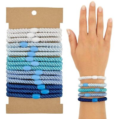 Wrapables Boho Hair Ties 15pcs, Blues Image 1