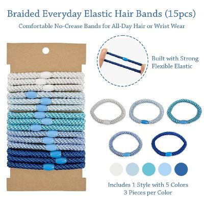 Wrapables Boho Hair Ties 15pcs, Blues Image 1