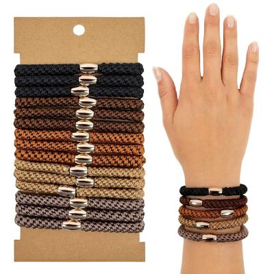 Wrapables Boho Hair Ties 15pcs, Browns Image 1