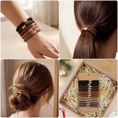 Wrapables Boho Hair Ties 15pcs, Browns Image 2
