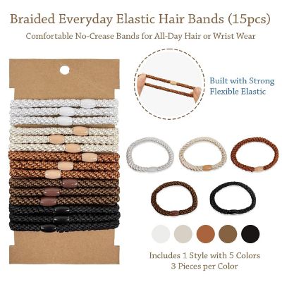 Wrapables Boho Hair Ties 15pcs, Neutrals Image 1
