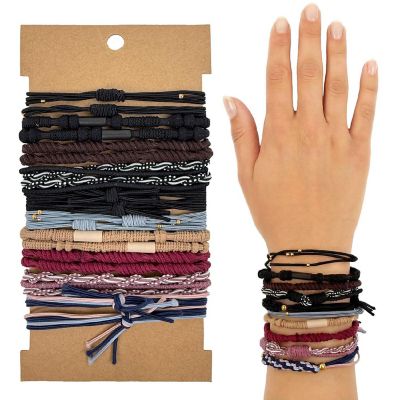 Wrapables Boho Hair Ties 20pcs, Dark and Bright Image 1