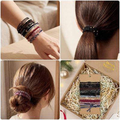 Wrapables Boho Hair Ties 20pcs, Dark and Bright Image 2