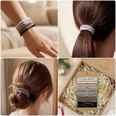 Wrapables Boho Hair Ties 20pcs, Grays Image 2