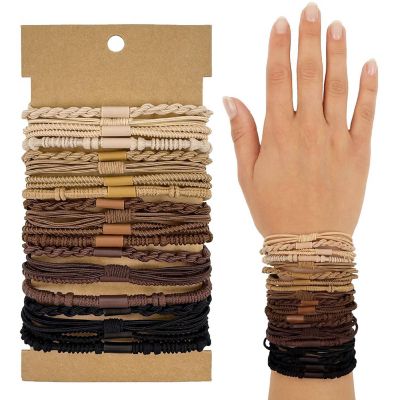 Wrapables Boho Hair Ties 20pcs, Neutral Image 1