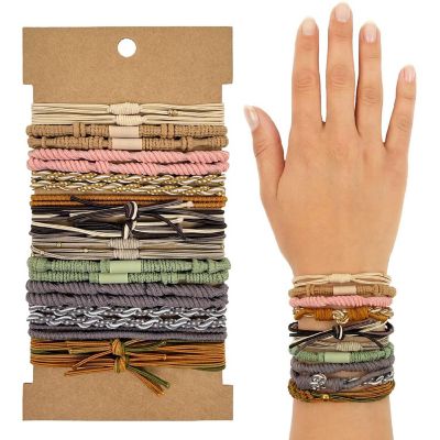 Wrapables Boho Hair Ties 20pcs, Orange Pink Image 1