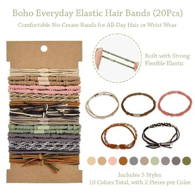 Wrapables Boho Hair Ties 20pcs, Orange Pink Image 1