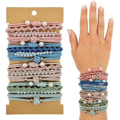 Wrapables Boho Hair Ties 20pcs, Pearls Bright Image 1