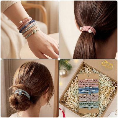 Wrapables Boho Hair Ties 20pcs, Pearls Bright Image 2