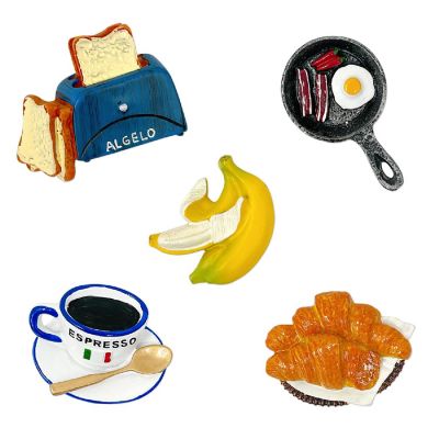 Wrapables Breakfast 3D Resin Fridge Magnets, Food Simulation Refrigerator Magnets (Set of 5) Image 1