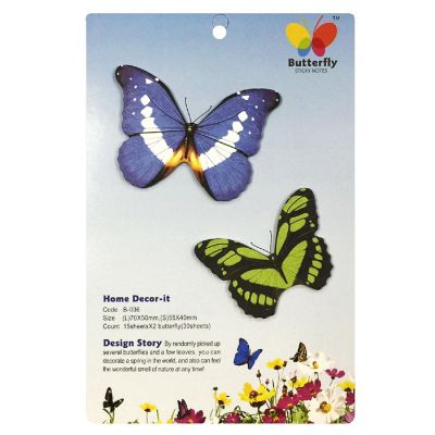 Wrapables Butterfly Memo Bookmark Sticky Notes, Blue and Green Image 1