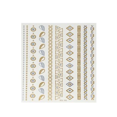 Wrapables&#174; Celebrity Inspired Temporary Tattoos in Metallic Gold Silver and Black (6 Sheets), Large, Triangles & Feathers Image 3