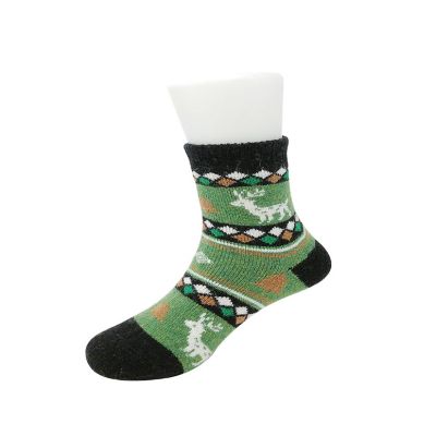Wrapables Children's Thick Winter Warm Wool Socks (Set of 6), Christmas Reindeer L Image 1