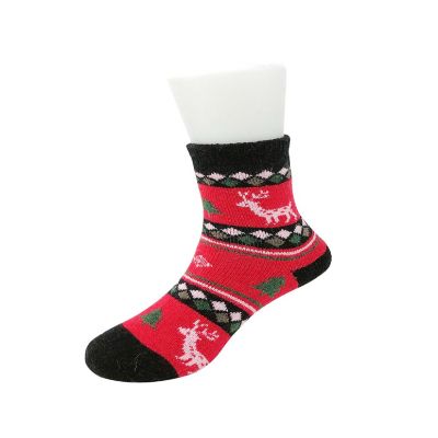 Wrapables Children's Thick Winter Warm Wool Socks (Set of 6), Christmas Reindeer L Image 2