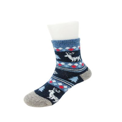 Wrapables Children's Thick Winter Warm Wool Socks (Set of 6), Christmas Reindeer L Image 3