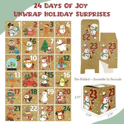 Wrapables Christmas Advent Calendar Countdown Gift Boxes, Winter Buddies Image 1
