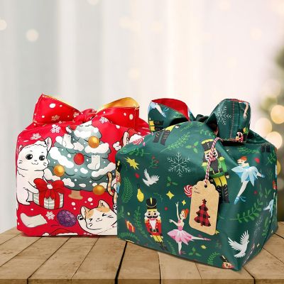 Wrapables Christmas Allybag Foldable & Lightweight Reusable Grocery Bag, 3 Pack, Festive Holiday Image 2