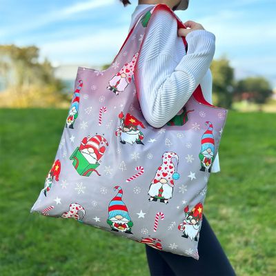 Wrapables Christmas Allybag Foldable & Lightweight Reusable Grocery Bag, 3 Pack, Festive Holiday Image 3