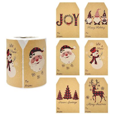 Wrapables Christmas Holiday Gift Tag Stickers and Labels Roll (300pcs), Gnomes Image 1