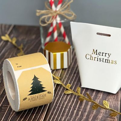 Wrapables Christmas Holiday Gift Tag Stickers and Labels Roll (300pcs), Holly Jolly Image 3