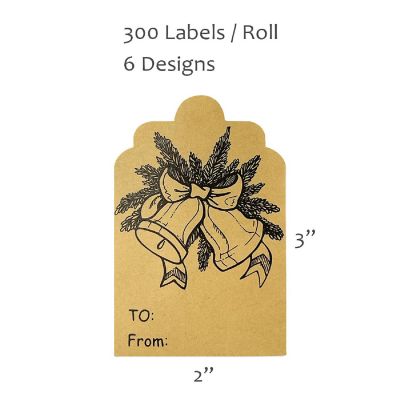 Wrapables Christmas Holiday Gift Tag Stickers and Labels Roll (300pcs), Let it Snow Image 1