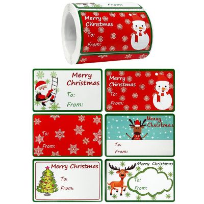 Wrapables Christmas Sticker Labels, Christmas Holiday Adhesive Gift Tags, Reindeer Image 1