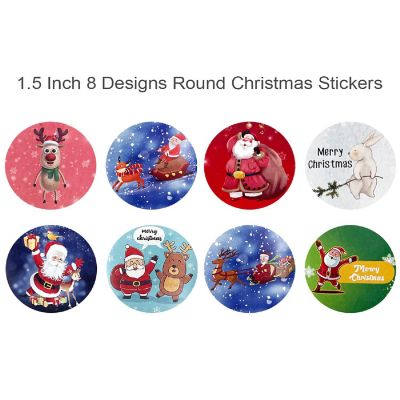 Wrapables Christmas Stickers Label Roll, Holiday Stickers (500 pcs), Reindeer & Santa Image 1