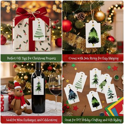 Wrapables Christmas Trees Holiday Gift Tags with Jute String (60pcs) Image 2