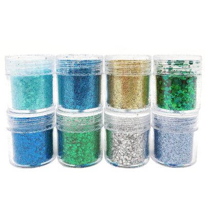 Wrapables Chunky Glitter for Hair Face Makeup Nail Art Decoration (8 Colors), Blue Green Image 1
