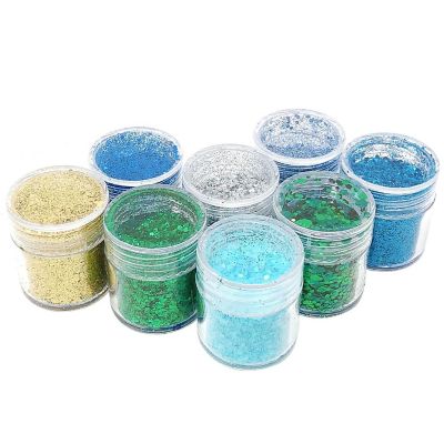 Wrapables Chunky Glitter for Hair Face Makeup Nail Art Decoration (8 Colors), Blue Green Image 1
