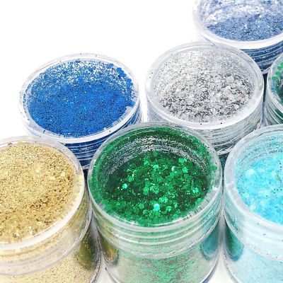 Wrapables Chunky Glitter for Hair Face Makeup Nail Art Decoration (8 Colors), Blue Green Image 2