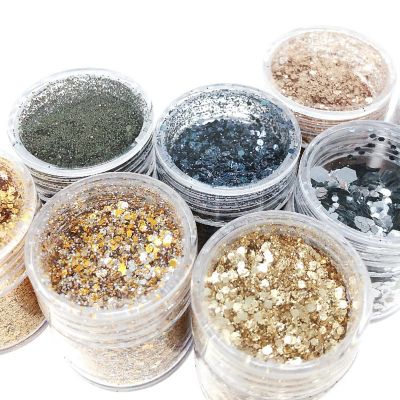 Wrapables Chunky Glitter for Hair Face Makeup Nail Art Decoration (8 Colors), Gold & Silver Image 2