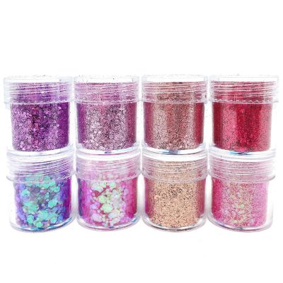 Wrapables Chunky Glitter for Hair Face Makeup Nail Art Decoration (8 Colors), Mystic Image 1