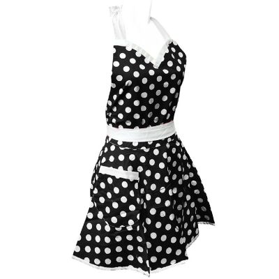 Wrapables Classic Sweetheart Adjustable Apron, Black With Dots Image 1
