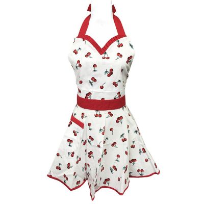 Wrapables Classic Sweetheart Adjustable Apron, Cherries Image 1