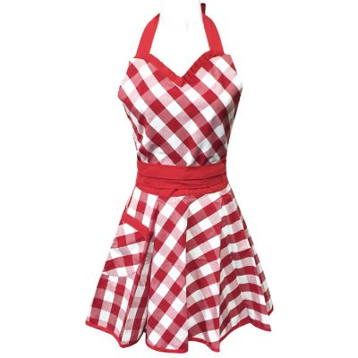 Wrapables Classic Sweetheart Adjustable Apron, Red Plaid Image 1