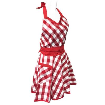 Wrapables Classic Sweetheart Adjustable Apron, Red Plaid Image 1