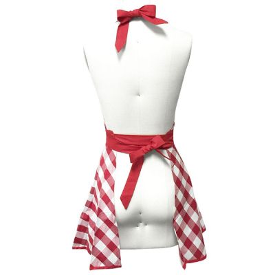 Wrapables Classic Sweetheart Adjustable Apron, Red Plaid Image 2