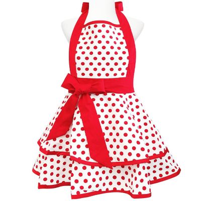 Wrapables Classic Vintage Apron, Stylish Cooking Apron, Red Dot Image 1