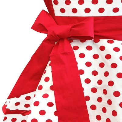 Wrapables Classic Vintage Apron, Stylish Cooking Apron, Red Dot Image 3