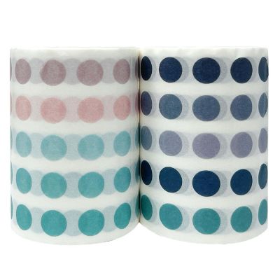 Wrapables Colorful Dots Washi Masking Tape, Round Circle Stickers 6M Length Total (Set of 2), Ocean & Mist Image 1