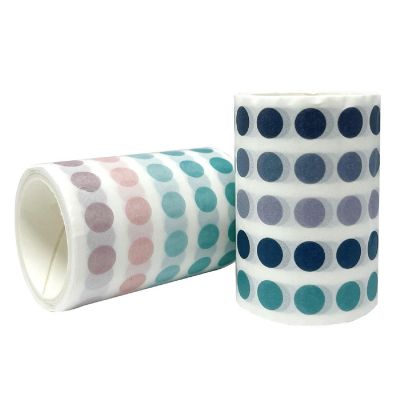 Wrapables Colorful Dots Washi Masking Tape, Round Circle Stickers 6M Length Total (Set of 2), Ocean & Mist Image 2