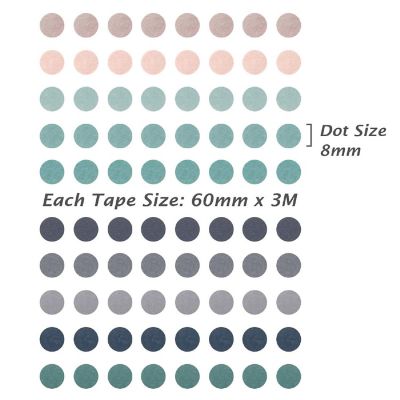 Wrapables Colorful Dots Washi Masking Tape, Round Circle Stickers 6M Length Total (Set of 2), Ocean & Mist Image 3