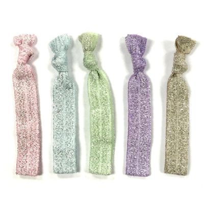 Wrapables Colorful Hair Ties Ponytail Holders (Set of 5), Pastel Glitter Image 1