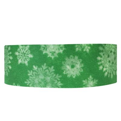 Wrapables Colorful Patterns Washi Masking Tape, Snowflakes on Green Image 1