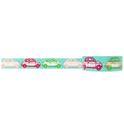 Wrapables Colorful Patterns Washi Masking Tape, Vroom Image 1