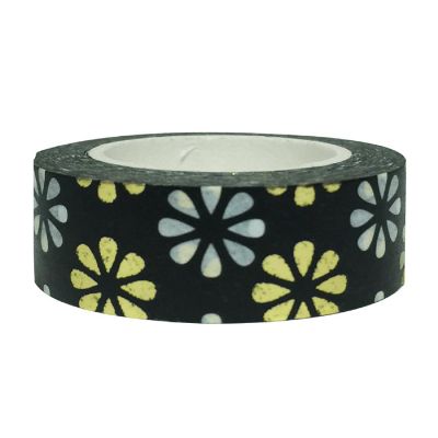 Wrapables&#174; Colorful Washi Masking Tape, Black and Gold Deco Chrysanthemum Image 1