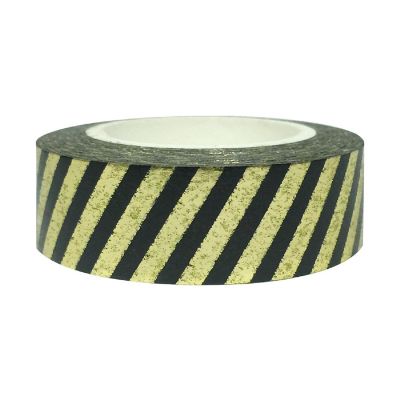 Wrapables&#174; Colorful Washi Masking Tape, Black and Metallic Gold Stripes Image 1